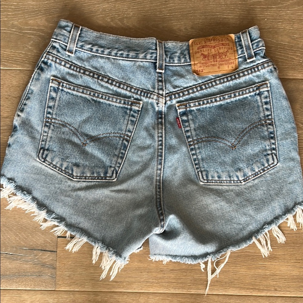 Levi's Blue Jean Shorts with Frayed Hem - Picture 2 of 4